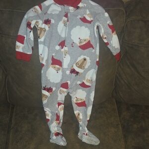 Child of Mine Gray and Red Santa Footie Pajama